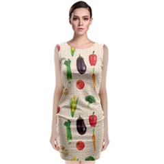 Vegetables Sleeveless Velvet Midi Dress by SychEva