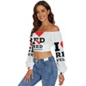 I love red velvet Long Sleeve Crinkled Weave Crop Top View2