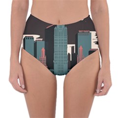 New York City Nyc Skyline Cityscape Reversible High-waist Bikini Bottoms by Ravend