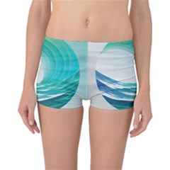 Tsunami Tidal Wave Wave Minimalist Ocean Sea Reversible Boyleg Bikini Bottoms by Ravend