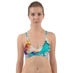 Tsunami Tidal Wave Waves Minimalist Ocean Sea Wrap Around Bikini Top