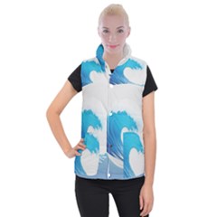 Wave Tsunami Tidal Wave Ocean Sea Water Women s Button Up Vest by Ravend