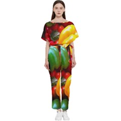 Colorful Capsicum Batwing Lightweight Chiffon Jumpsuit