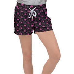 Pink Glowing Flowers Women s Velour Lounge Shorts by Sparkle