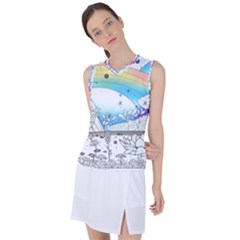 Rainbow Fun Cute Minimal Doodle Drawing Women s Sleeveless Sports Top by Ravend