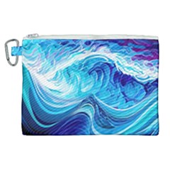 Tsunami Waves Ocean Sea Nautical Nature Water Canvas Cosmetic Bag (xl) by Ravend