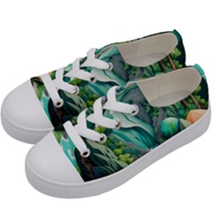 Waterfall Jungle Nature Paper Craft Trees Tropical Kids  Low Top Canvas Sneakers by Ravend