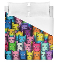 Cats Rainbow Pattern Colorful Feline Pets Duvet Cover (queen Size)