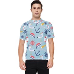 Nautical-marine-symbols-seamless-pattern Men s Short Sleeve Rash Guard