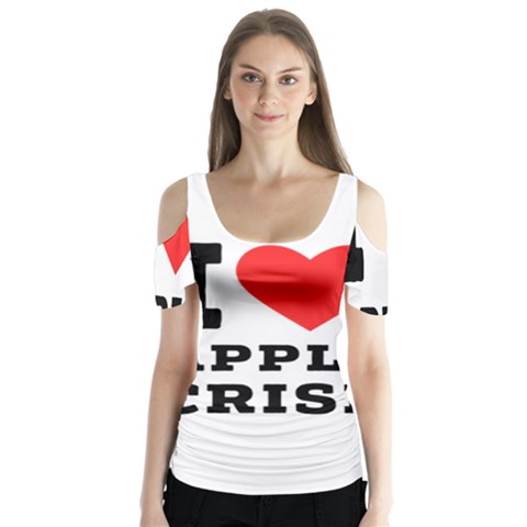 I Love Apple Crisp Butterfly Sleeve Cutout Tee  by ilovewhateva