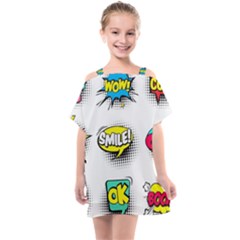 Set-colorful-comic-speech-bubbles Kids  One Piece Chiffon Dress by Salman4z