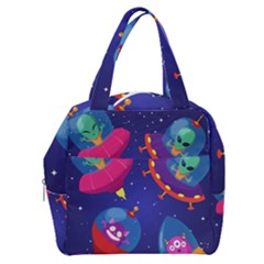 Cartoon-funny-aliens-with-ufo-duck-starry-sky-set Boxy Hand Bag by Salman4z