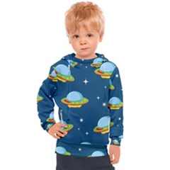 Seamless-pattern-ufo-with-star-space-galaxy-background Kids  Hooded Pullover by Salman4z