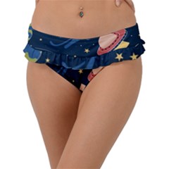 Seamless-pattern-with-funny-aliens-cat-galaxy Frill Bikini Bottoms by Salman4z