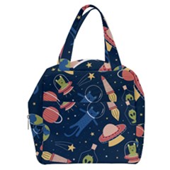 Seamless-pattern-with-funny-aliens-cat-galaxy Boxy Hand Bag by Salman4z