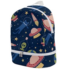 Seamless-pattern-with-funny-aliens-cat-galaxy Zip Bottom Backpack by Salman4z