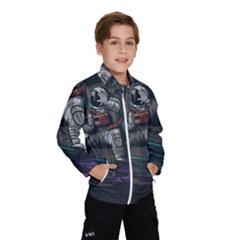 Illustration-astronaut-cosmonaut-paying-skateboard-sport-space-with-astronaut-suit Kids  Windbreaker by Salman4z