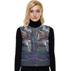 Illustration-astronaut-cosmonaut-paying-skateboard-sport-space-with-astronaut-suit Women s Short Button Up Puffer Vest by Salman4z