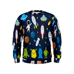 Big-set-cute-astronauts-space-planets-stars-aliens-rockets-ufo-constellations-satellite-moon-rover-v Kids  Sweatshirt by Salman4z