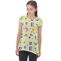 Seamless-pattern-musical-note-doodle-symbol Cap Sleeve High Low Top by Salman4z