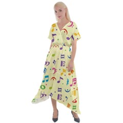 Seamless-pattern-musical-note-doodle-symbol Cross Front Sharkbite Hem Maxi Dress