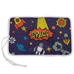 Vector-flat-space-design-background-with-text -- Pen Storage Case (l) by Salman4z