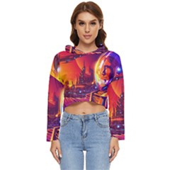 Far-future-human-colonization Women s Lightweight Cropped Hoodie by Salman4z