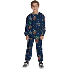 Monster-alien-pattern-seamless-background Kids  Sweatshirt Set by Salman4z