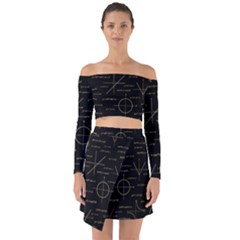 Abstract-math Pattern Off Shoulder Top With Skirt Set