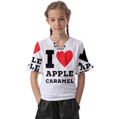 I Love Apple Caramel Kids  V-neck Horn Sleeve Blouse by ilovewhateva