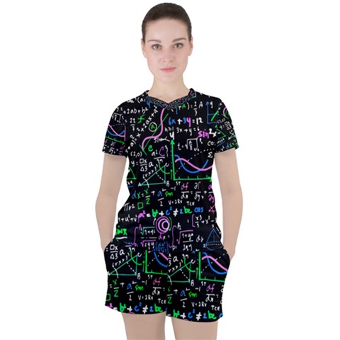 Math-linear-mathematics-education-circle-background Women s Tee And Shorts Set by Salman4z