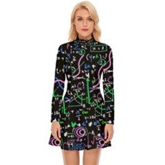 Math-linear-mathematics-education-circle-background Long Sleeve Velour Longline Dress by Salman4z