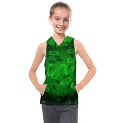 Green-rod-shaped-bacteria Kids  Sleeveless Hoodie by Salman4z