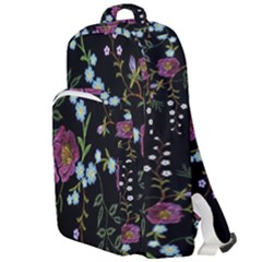 Embroidery-trend-floral-pattern-small-branches-herb-rose Double Compartment Backpack by Salman4z