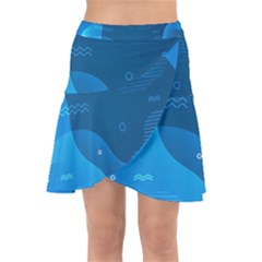 Abstract-classic-blue-background Wrap Front Skirt by Salman4z