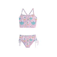 Cute-happy-duck-gift-card-design-seamless-pattern-template Girls  Tankini Swimsuit by Salman4z