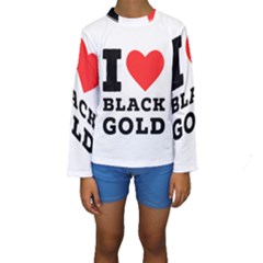 I Love Black Gold Kids  Long Sleeve Swimwear by ilovewhateva