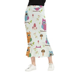 Forest-seamless-pattern-with-cute-owls Maxi Fishtail Chiffon Skirt