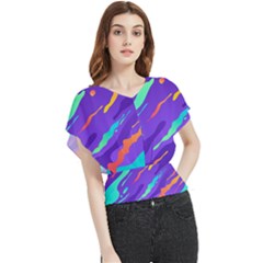 Multicolored-abstract-background Butterfly Chiffon Blouse