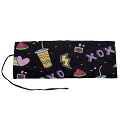 Cute-girl-things-seamless-background Roll Up Canvas Pencil Holder (s)