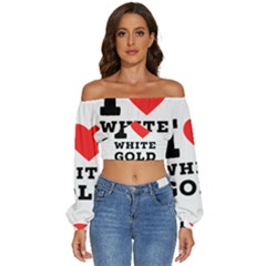 I Love White Gold  Long Sleeve Crinkled Weave Crop Top by ilovewhateva