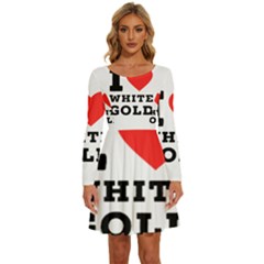 I Love White Gold  Long Sleeve Wide Neck Velvet Dress by ilovewhateva