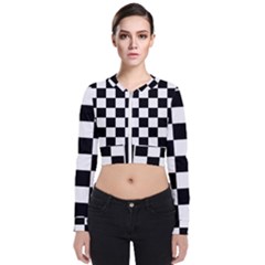 Chess-board-background-design Long Sleeve Zip Up Bomber Jacket by Salman4z