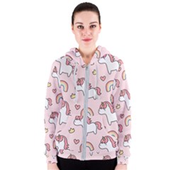 Cute-unicorn-rainbow-seamless-pattern-background Women s Zipper Hoodie by Salman4z