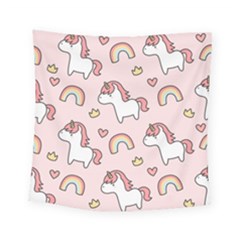 Cute-unicorn-rainbow-seamless-pattern-background Square Tapestry (small)