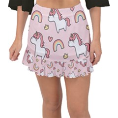 Cute-unicorn-rainbow-seamless-pattern-background Fishtail Mini Chiffon Skirt