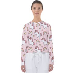 Cute-unicorn-rainbow-seamless-pattern-background Women s Slouchy Sweat by Salman4z