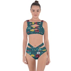 Seamless-pattern-hand-drawn-with-vehicles-buildings-road Bandaged Up Bikini Set  by Salman4z