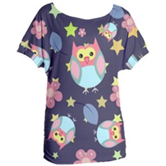 Owl-stars-pattern-background Women s Oversized Tee