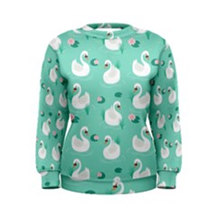 Elegant Swan Seamless Pattern Women s Sweatshirt